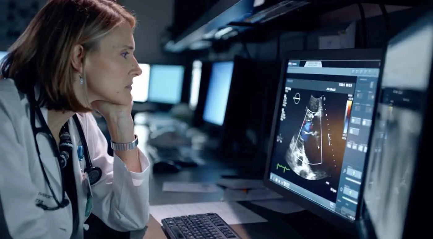 Doctor reviewing cardiac imaging